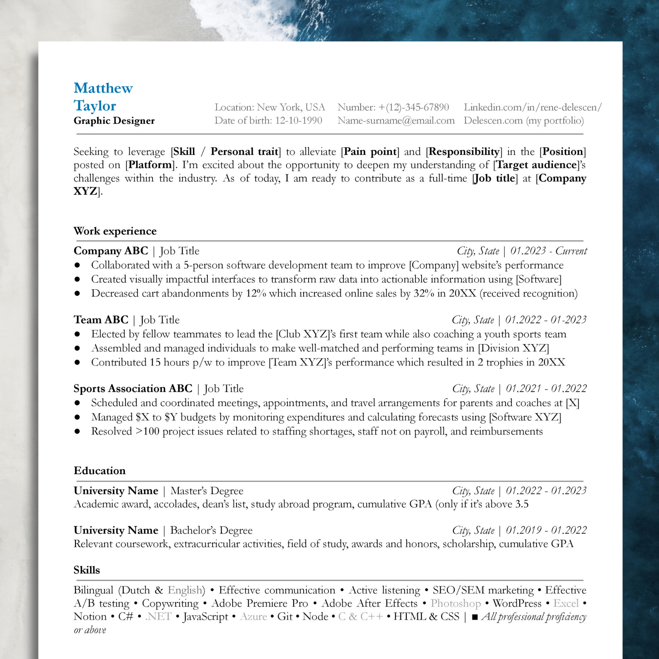 resume for experienced #6 ats friendly professional modern cv template compatible for docs, word, pages (copy) resume for experienced #6 ats friendly professional modern cv template compatible for docs, word, pages (copy)