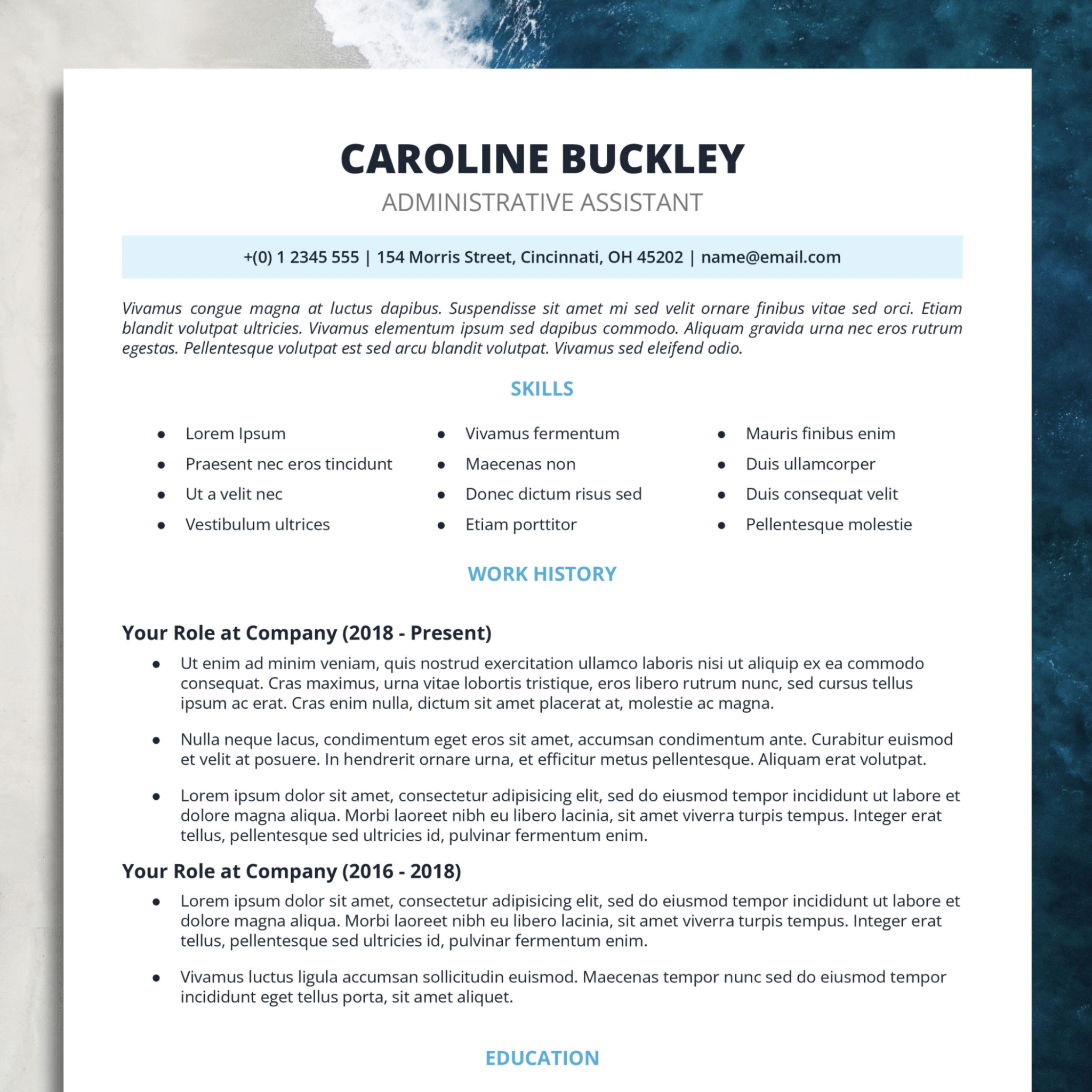 Professional Work Cv Example Resume for Experienced #8 – ATS Friendly – Professional Modern CV ...