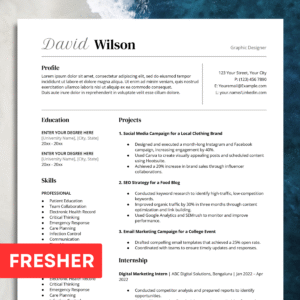 resume for freshers #5 ats friendly professional modern cv template compatible for docs, word, pages