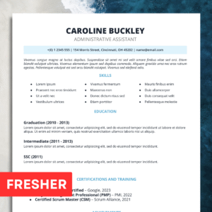resume for freshers #9 ats friendly professional modern cv template compatible for docs, word, pages (copy)