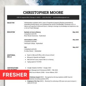 resume for freshers #9 ats friendly professional modern cv template compatible for docs, word, pages (copy)