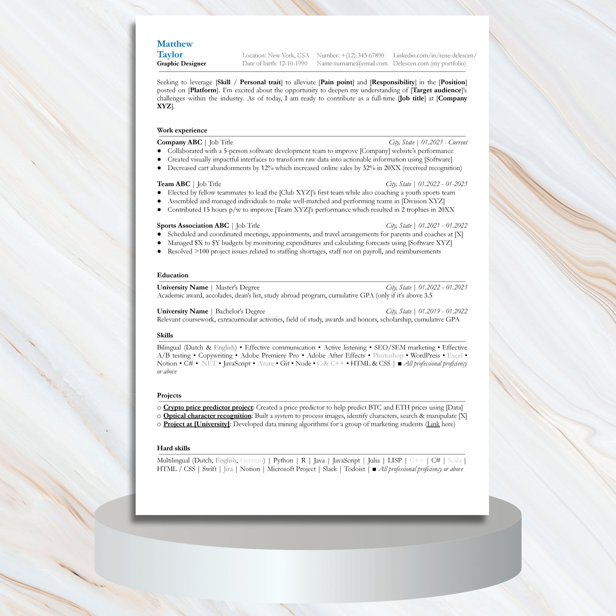 resume for experienced #7 ats friendly professional modern cv template compatible for docs, word, pages resume for experienced #7 ats friendly professional modern cv template compatible for docs, word, pages