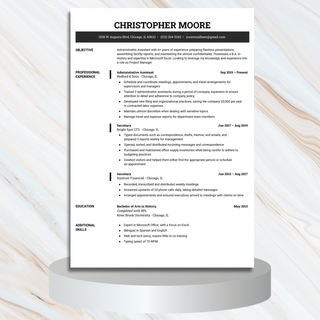 Resume for Experienced #10 – ATS Friendly – Professional Modern CV ...
