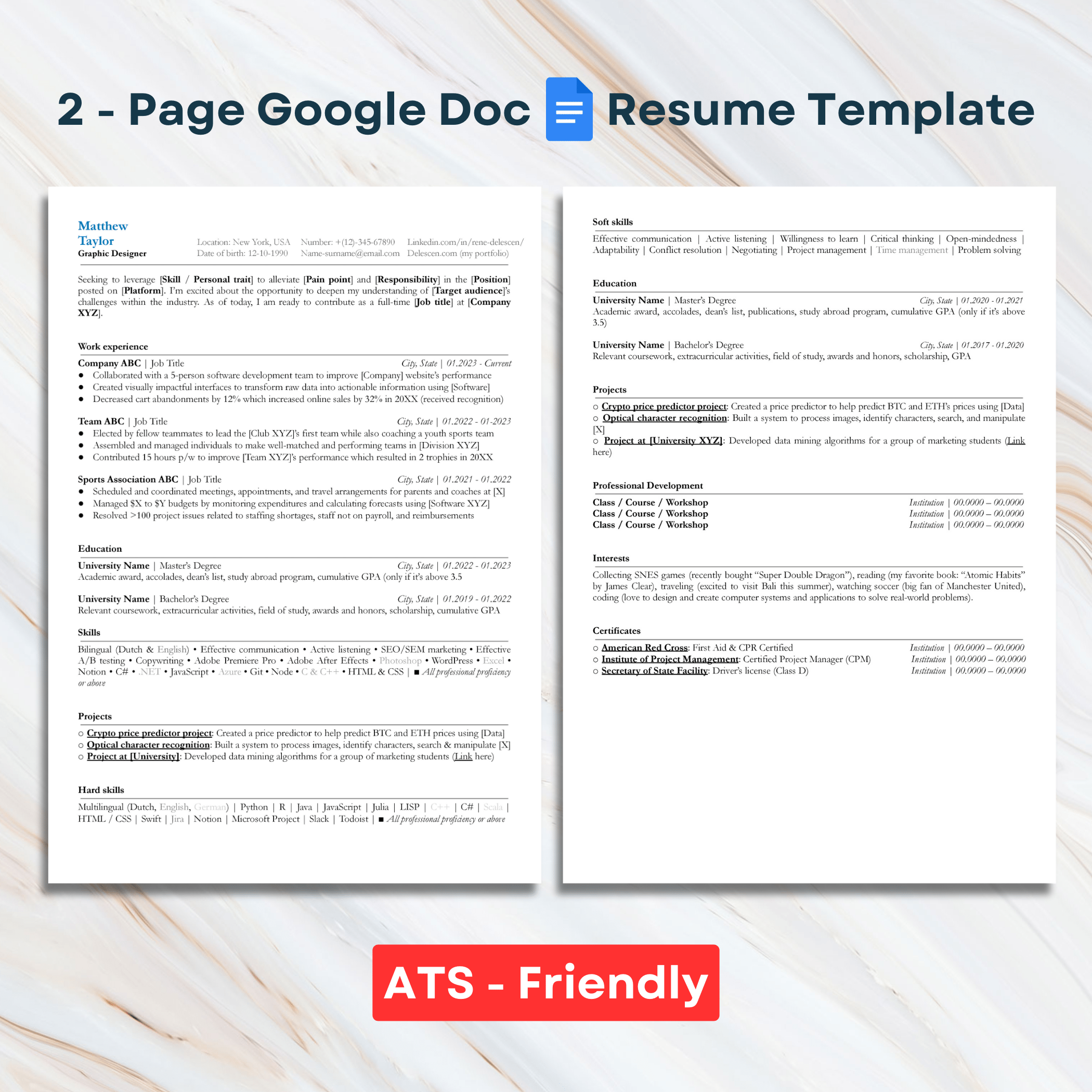 resume for experienced #7 ats friendly professional modern cv template compatible for docs, word, pages resume for experienced #7 ats friendly professional modern cv template compatible for docs, word, pages